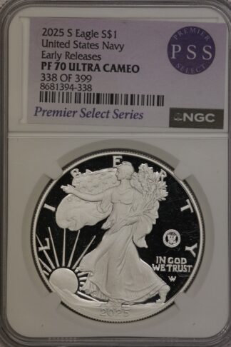 2025-S Proof Silver Eagle Navy Privy NGC Early Releases PF70 Ultra Cameo