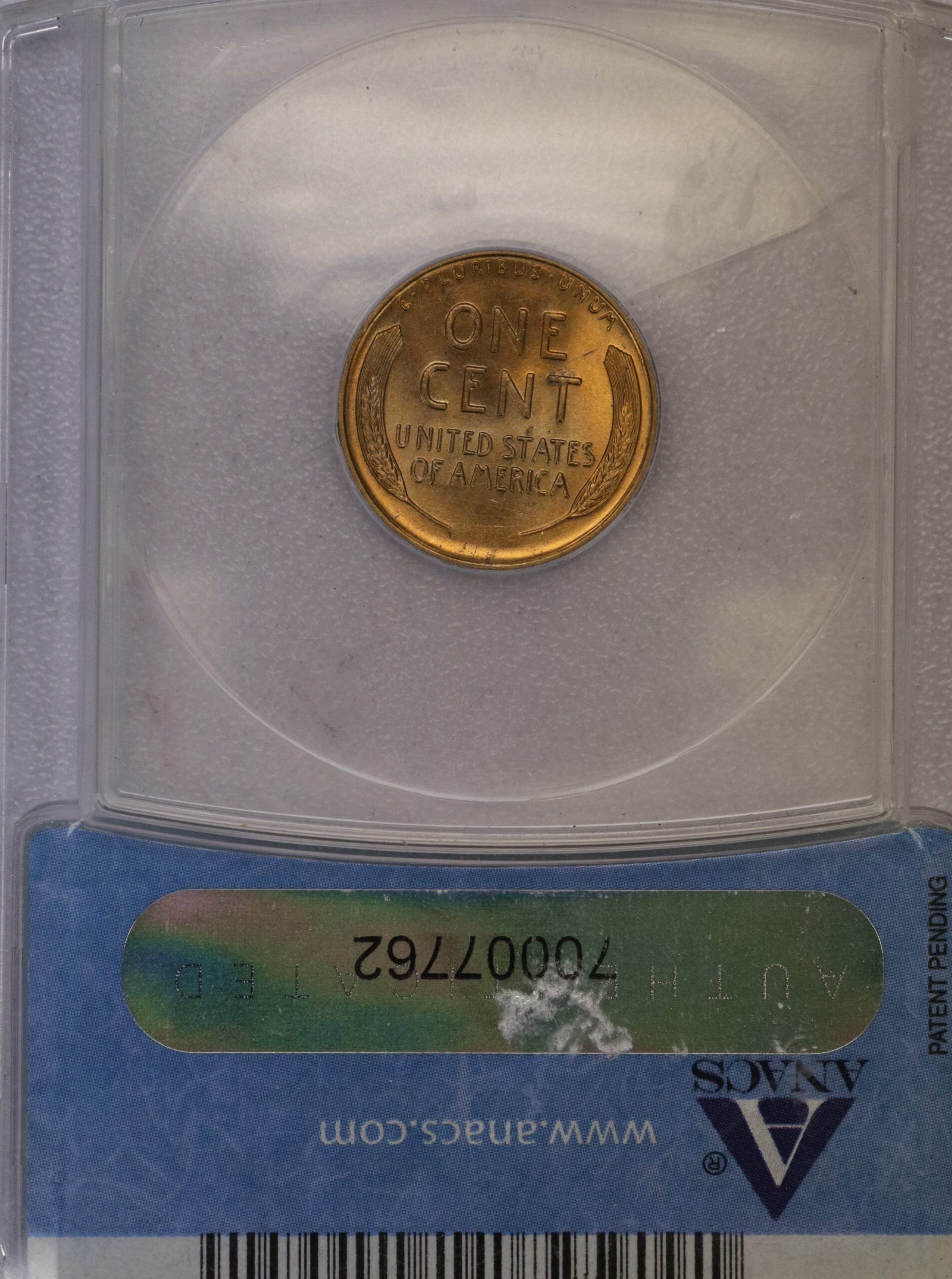 Auction- 1942-D Lincoln Cent ANAC MS67 Red, Cracked Holder - Image 3