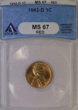 Auction- 1942-D Lincoln Cent ANAC MS67 Red, Cracked Holder