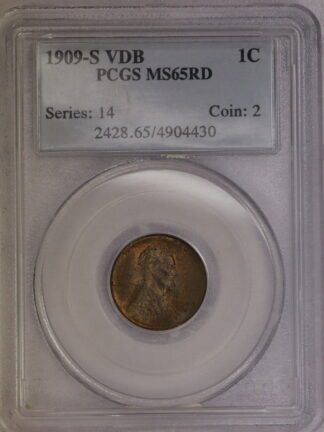 1909-S VDB Lincoln Cent PCGS MS65 RD (Actually RB)