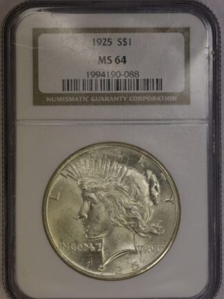 Auction - 1925 Peace Dollar MS64 NGC