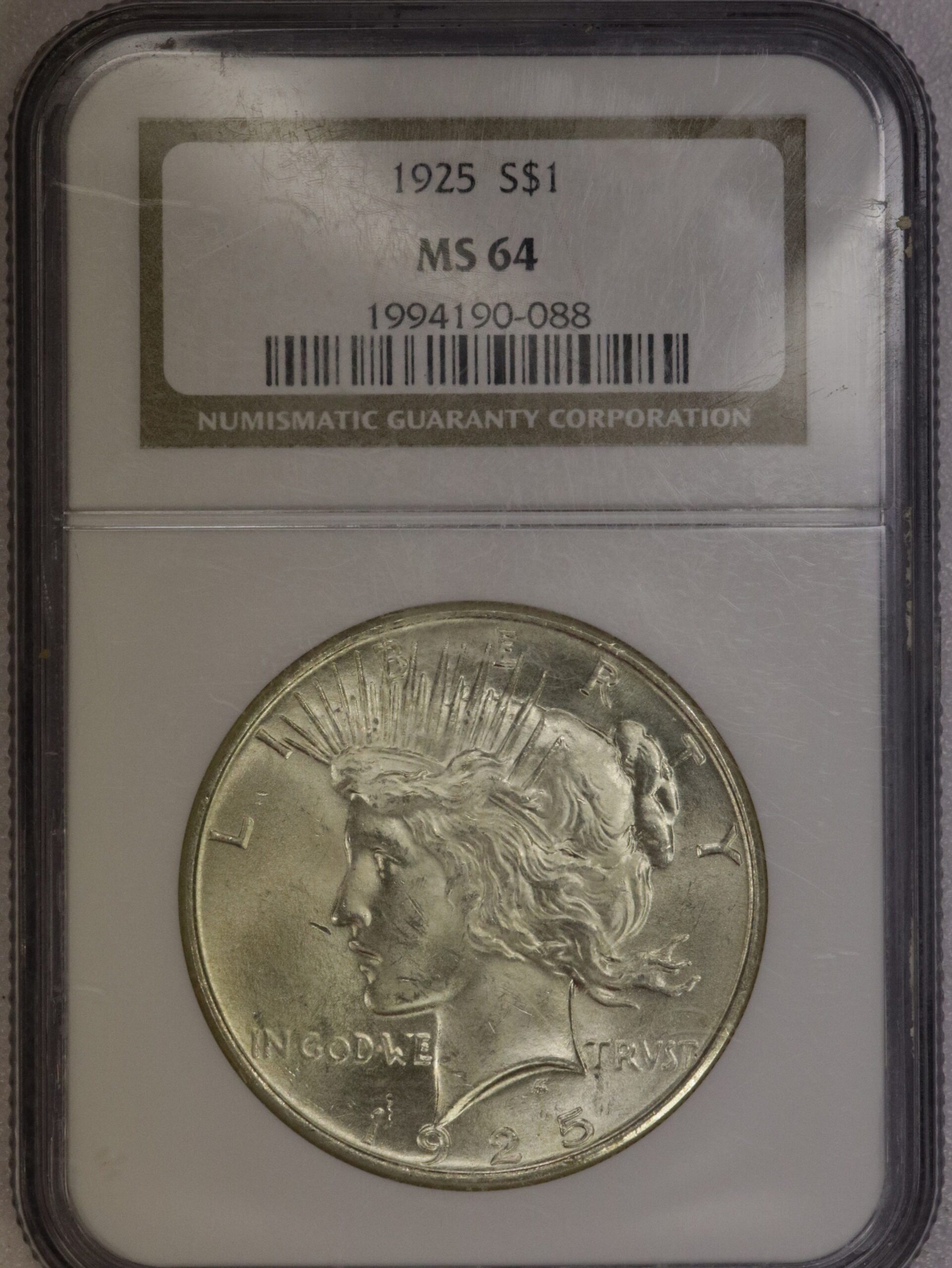 Auction - 1925 Peace Dollar MS64 NGC