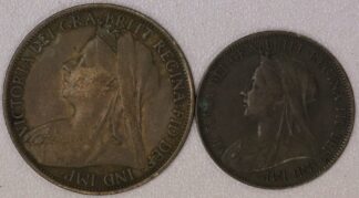 1896 & 1899 Great Britain Penny & Half Penny Queen Victoria Mature Head