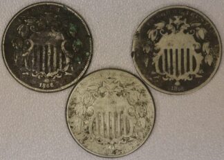 AUCTION-   1866, 1867 & 1868 Shield Nickels Corroded & Cleaned