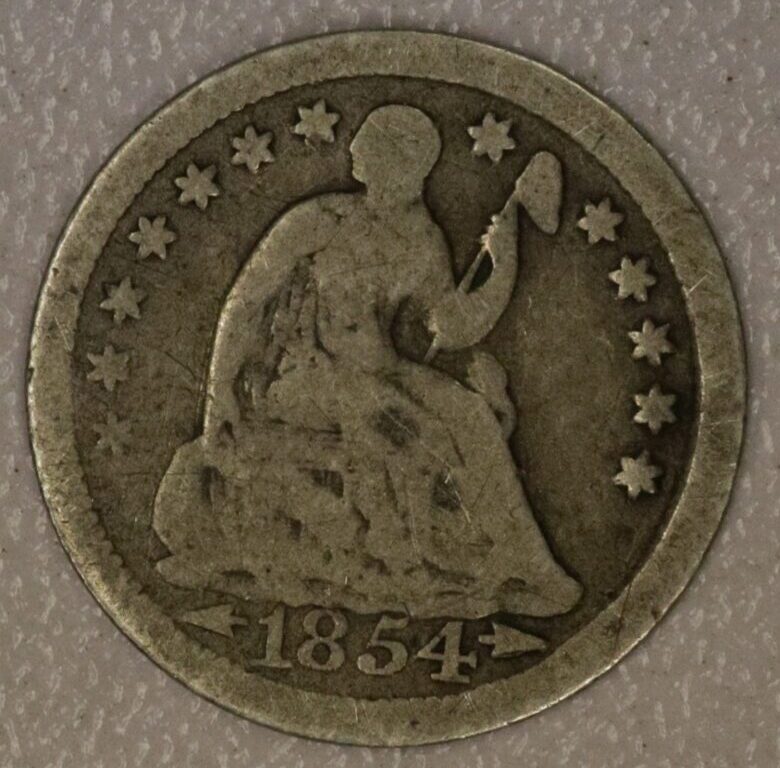 AUCTION- 1854-O With Arrows Seated Liberty Half Dime Circulated