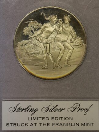 AUCTION-  1970's Franklin Mint Sterling Silver (.925) Ice Skating Round (Weighs 27 Grams)