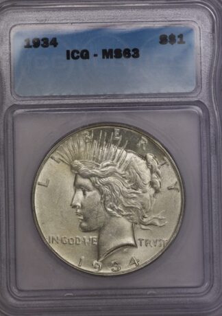 1934 Peace Dollar ICG MS63