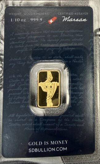 1/10 th oz .999.9 Gold Bar Marsan