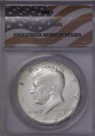 1963 Daniel Carr Overstruck Kennedy Dollar  ANACS MS68