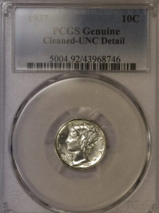 AUCTION-   1937 Mercury Dime PCGS UNC Details Cleaned