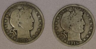 Auction- 1915 D and 1915 S Barber Half Dollars, Scratch on 15-D Obverse