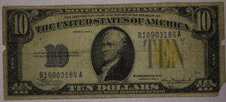 AUCTION-   1934-A Ten Dollar Silver Certificate North Africa Issue Damage on Edges
