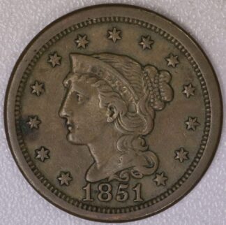 1851 Braided Hair Large Cent VF-XF