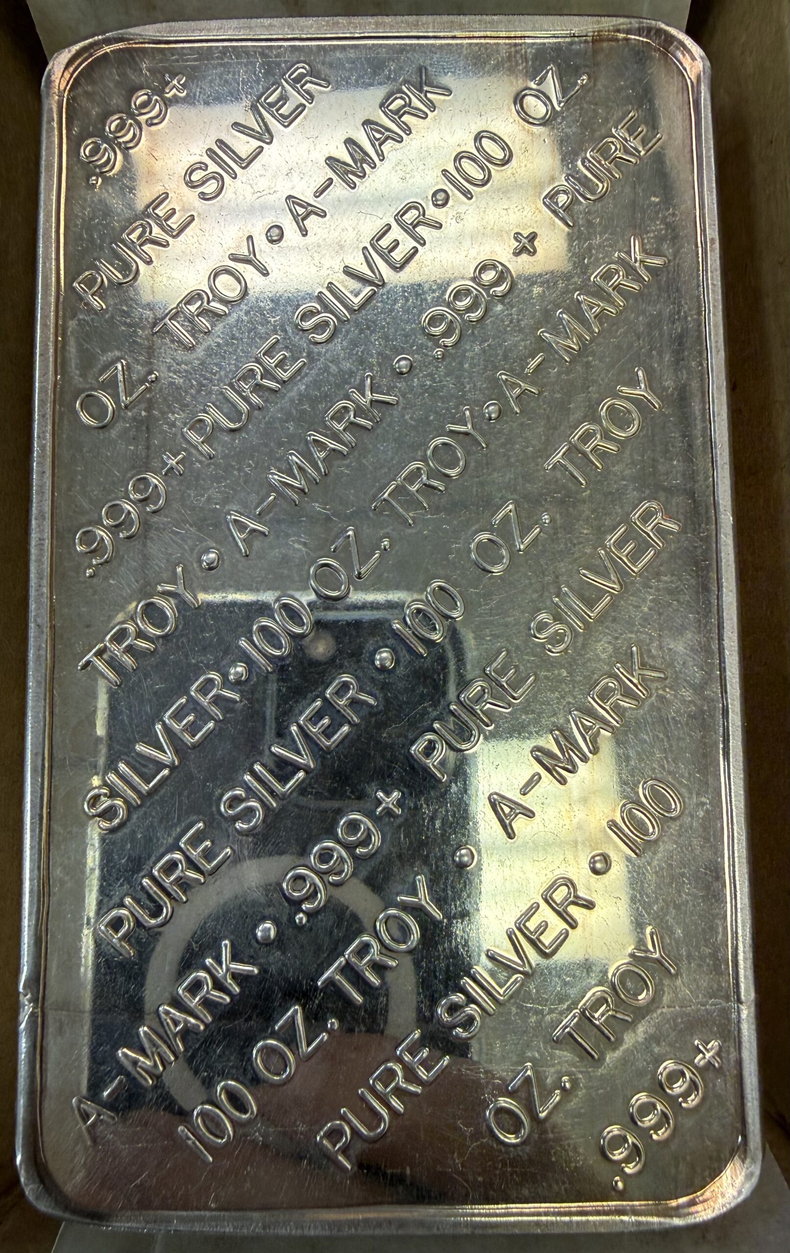 100 oz Silver Bar | A-Mark .999 Fine Still In The Original Box *Under Melt! - Image 3