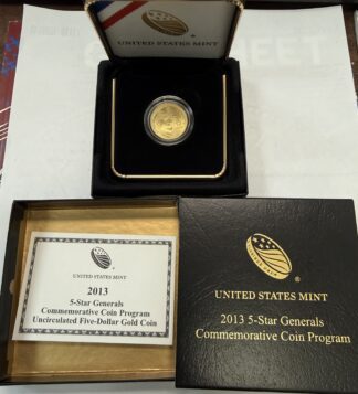 2013 5 Star Generals UNC $5 Dollar GOLD Commemorative OGP