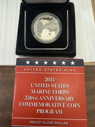 Auction - 2025 S 250th US Marine Corps Anniversary Silver Dollar Proof OGP Cleaned