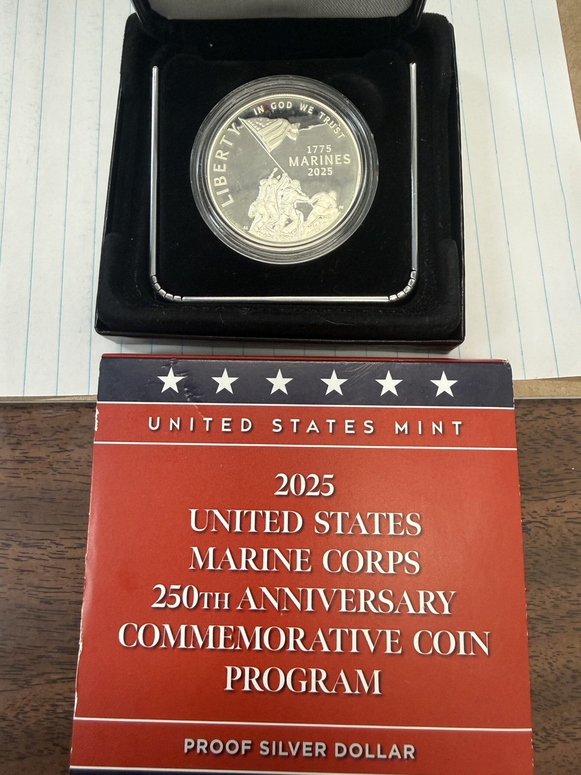 Auction - 2025 S 250th US Marine Corps Anniversary Silver Dollar Proof OGP Cleaned