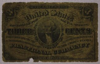 1863 Fractional Currency Three Cents Heavily Circulated