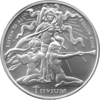 2021 .999 1 Troy oz Silver Shield Trivium Silver Round (Very Light Toning)