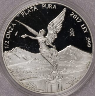 AUCTION-   2017 Mexico Proof 1/2 Onza (1/2 Troy Ounce .999 Silver)