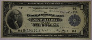 1918 One Dollar Federal Reserve Note New York District