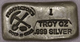AUCTION-   1 Troy Ounce .999 Silver Prospector's Gold & Gems Bar