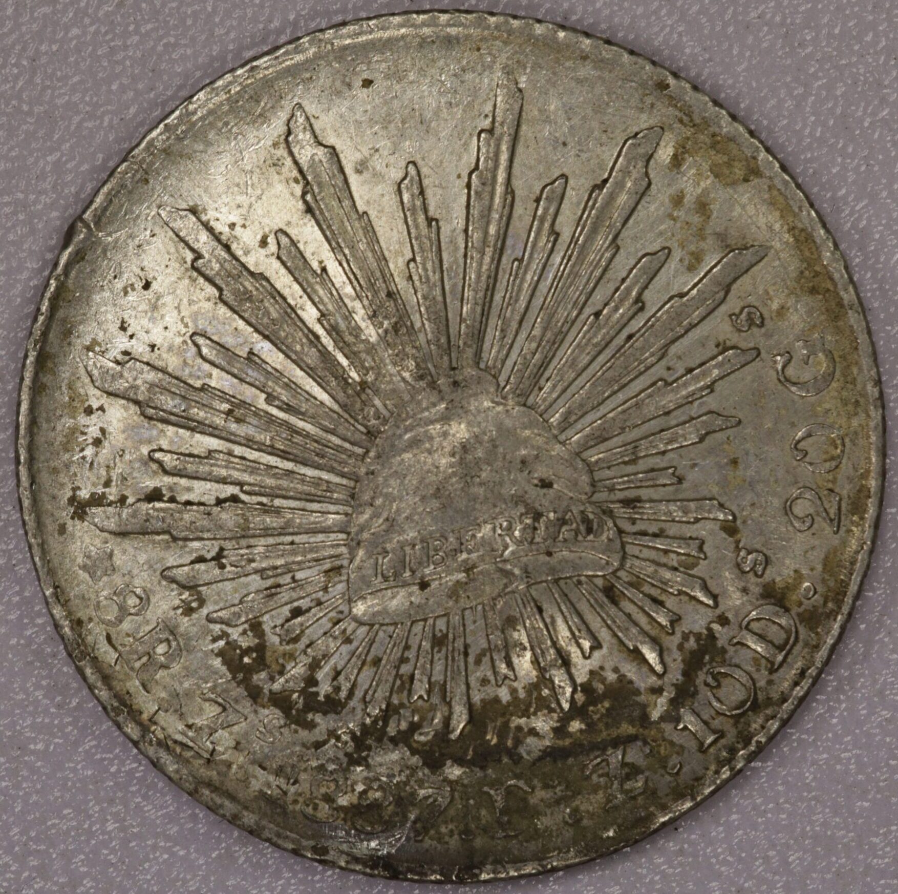 AUCTION- 1887 Zs FZ Mexico Eight Reals With Chop Marks