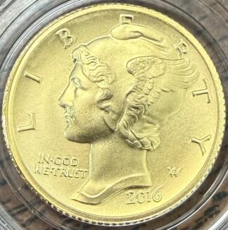 2016 W Centennial Series Gold Mercury Dime 1/10 Oz Gold Capsule Only