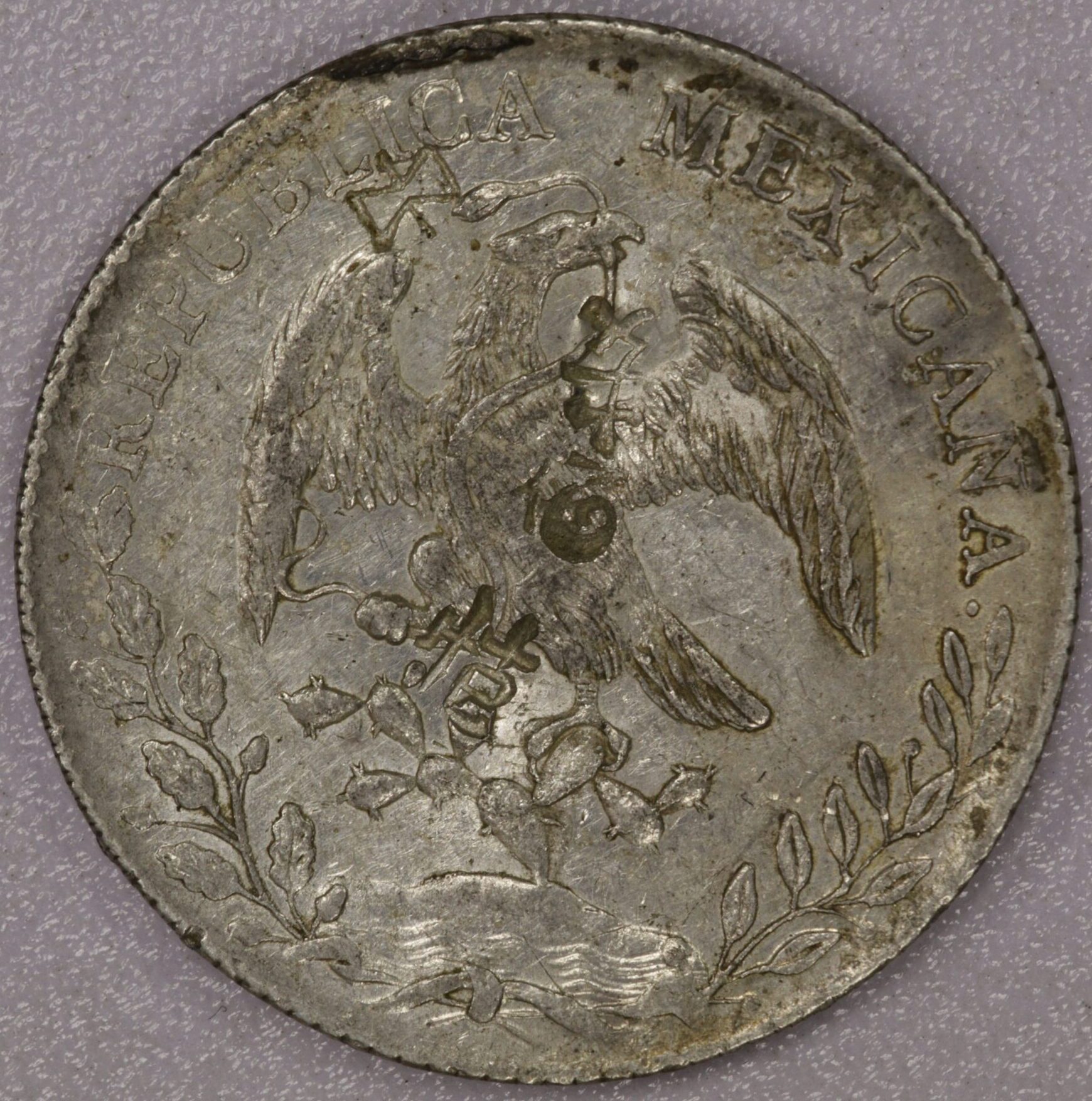 AUCTION- 1887 Zs FZ Mexico Eight Reals With Chop Marks - Image 2