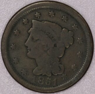 AUCTION- 1851 Braided Hair Large Cent Circulated