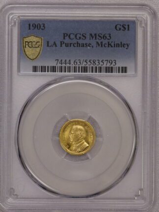 1903 $1 McKinley Gold LA Purchase Commemorative PCGS MS63 Mintage 17,500