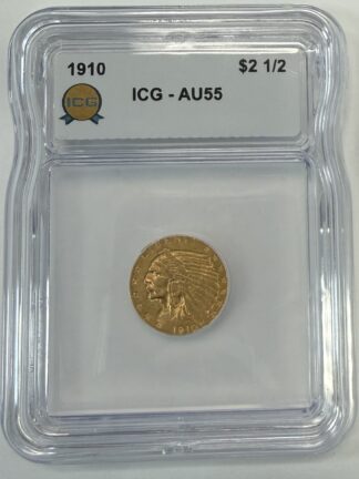 1910 Indian Gold $2.50 AU55 ICG
