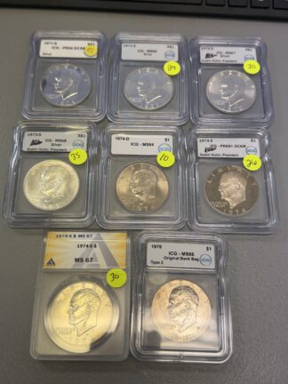 Auction- Group of 8Unc/Proof Ike Dollars, Starter Set (See List in description)