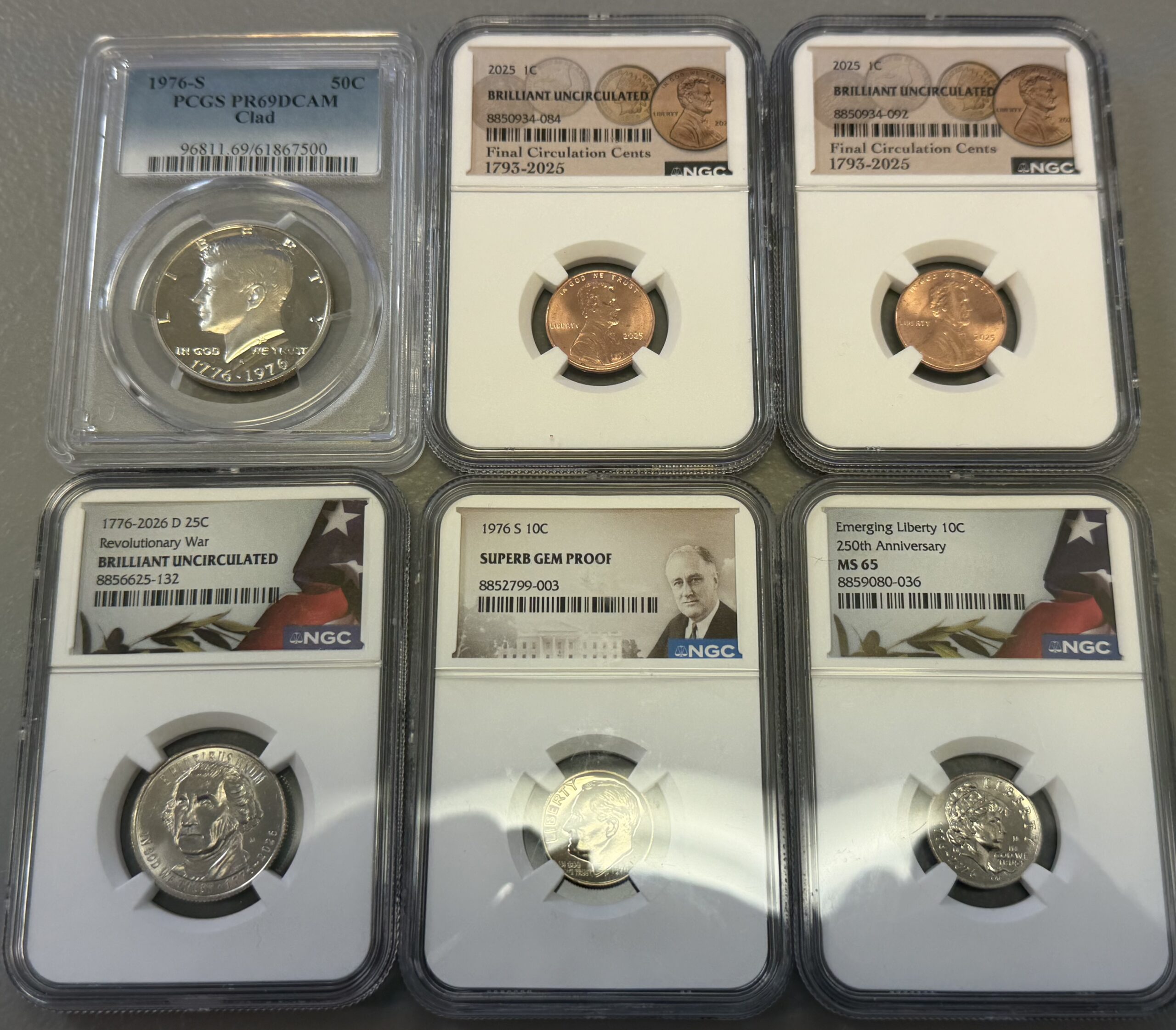 Auction- Group of Six (6) Graded Unc/Proof Coins (See pictures/Description)