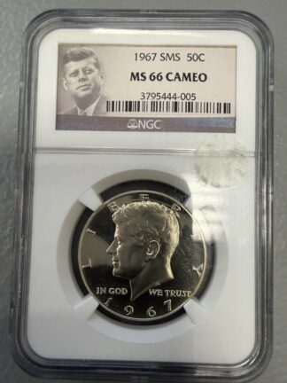Auction-1967 SMS Kennedy Half Dollar NGC MS66 Cameo