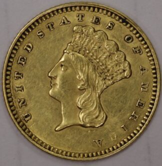 1862 Liberty Head Gold $1 Dollar Gold Type 2 AU