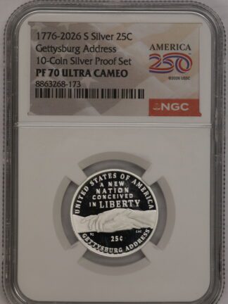 1776 - 2026 Gettysburg Address Quarter America 250 PF70 NGC