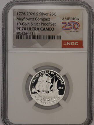 1776 - 2026 Mayflower Quarter America 250 PF70 NGC