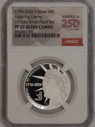 1776-2026 S Silver Enduring Liberty Half Dollar NGC PF70 Ultra Cameo