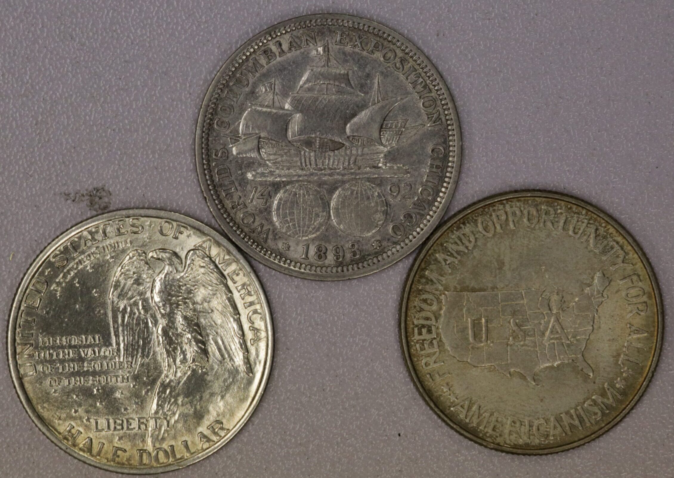 AUCTION- 1893 Columbian, 1925 Stone Mountain & 1951 Washington Carver Commemorative Half Dollars All Cleaned - Image 2