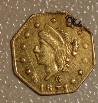 Auction- 1871 California 1/4 Dollar Gold Piece Damaged