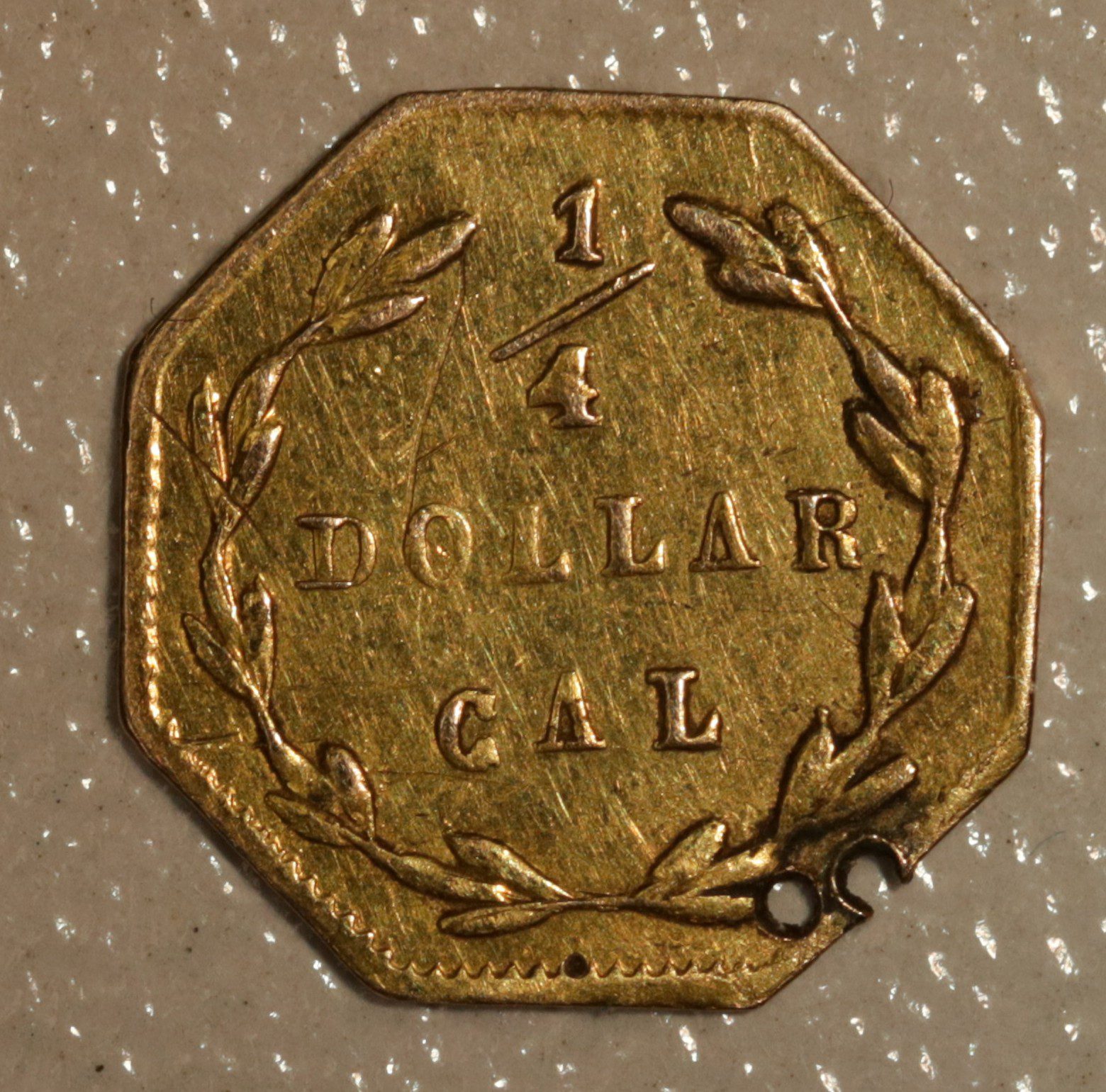 Auction- 1871 California 1/4 Dollar Gold Piece Damaged - Image 2