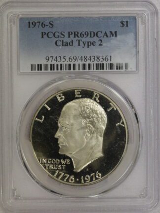 1976-S Type 2 Eisenhower Proof Clad Dollar PCGS PR69 DCAM
