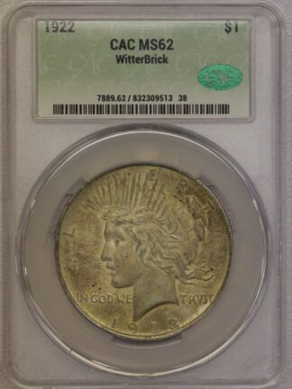 Auction- 1922 Peace Dollar CAC MS62 Witterbrick