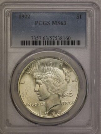 1922 Peace Dollar PCGS MS63