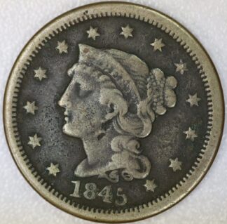 AUCTION-  1845 Braided Hair Large Cent Circulated