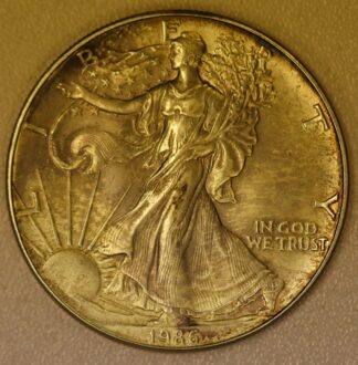 Auction-1986 Silver Eagle Toned