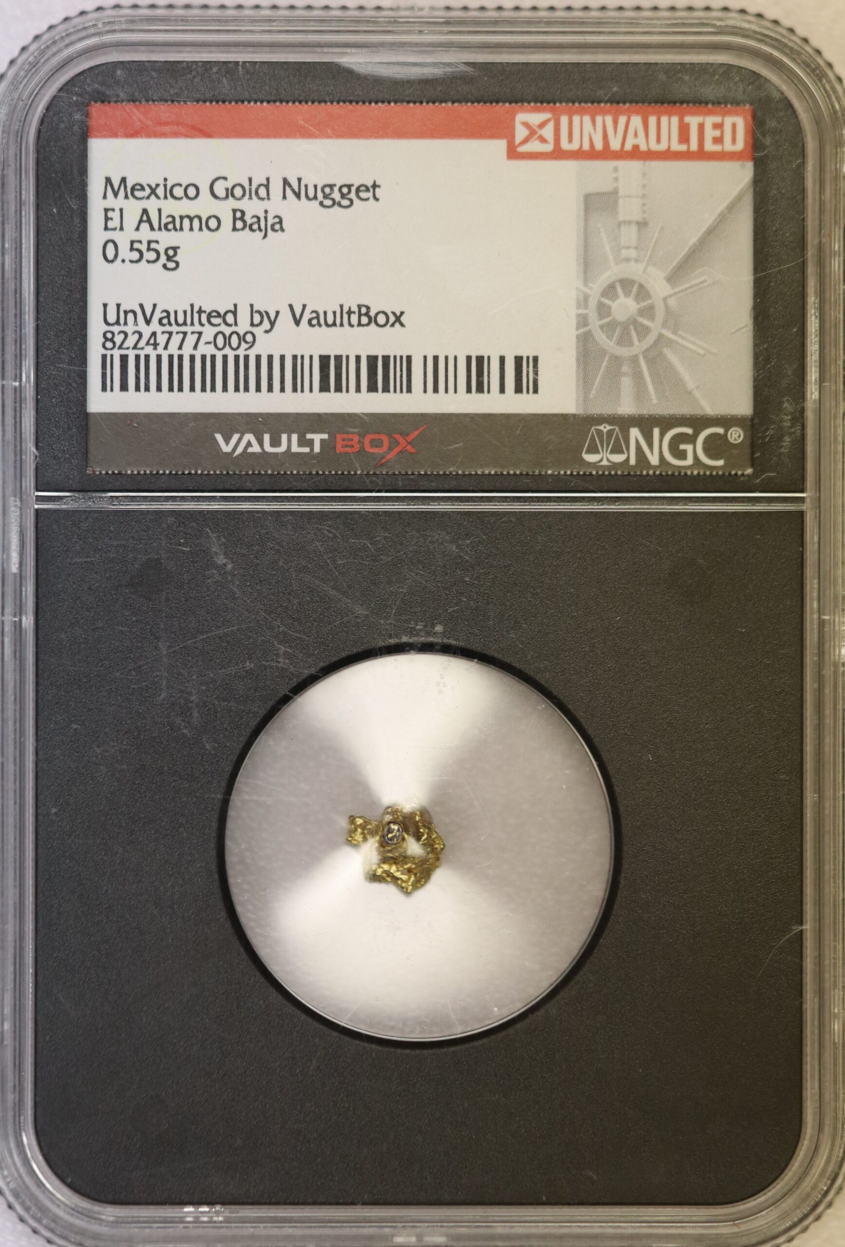 Auction-Mexico Gold Nugget El Alamo Baja 0.55g NGC VaultBox