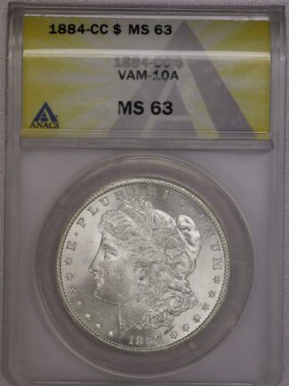 1884-CC Morgan Dollar ANACS MS63 VAM-10A