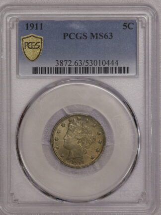 1911 V Nickel PCGS MS63